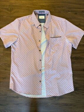 7 Diamonds Men's Light Pink Printed Short-Sleeve Button-Down Shirt